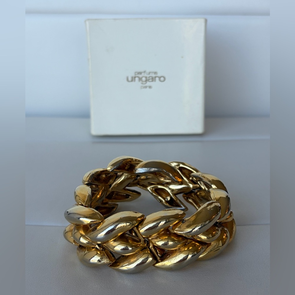 Vintage Signed Parfums Ungaro Paris Chunky Statement Bracelet w/ Box